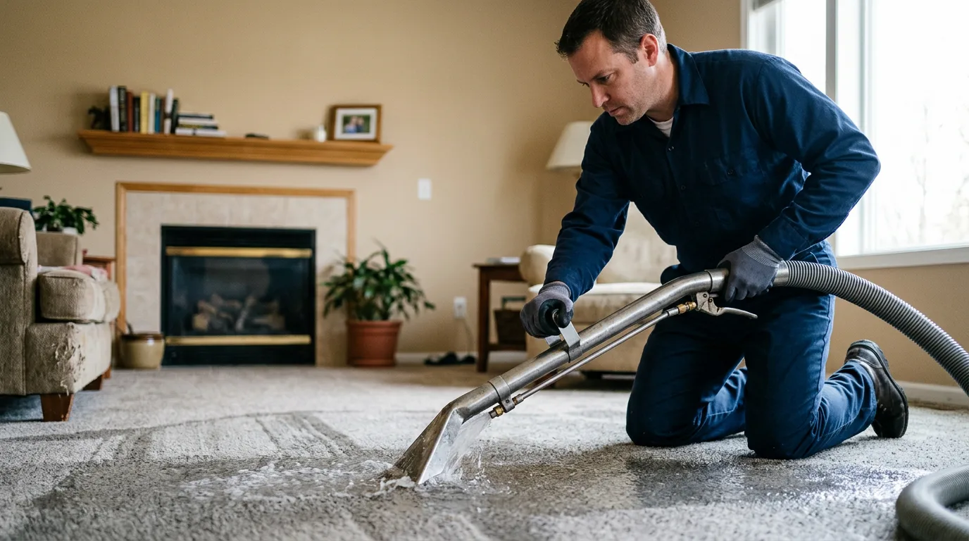 Water damage restoration technician working near Boligee, AL